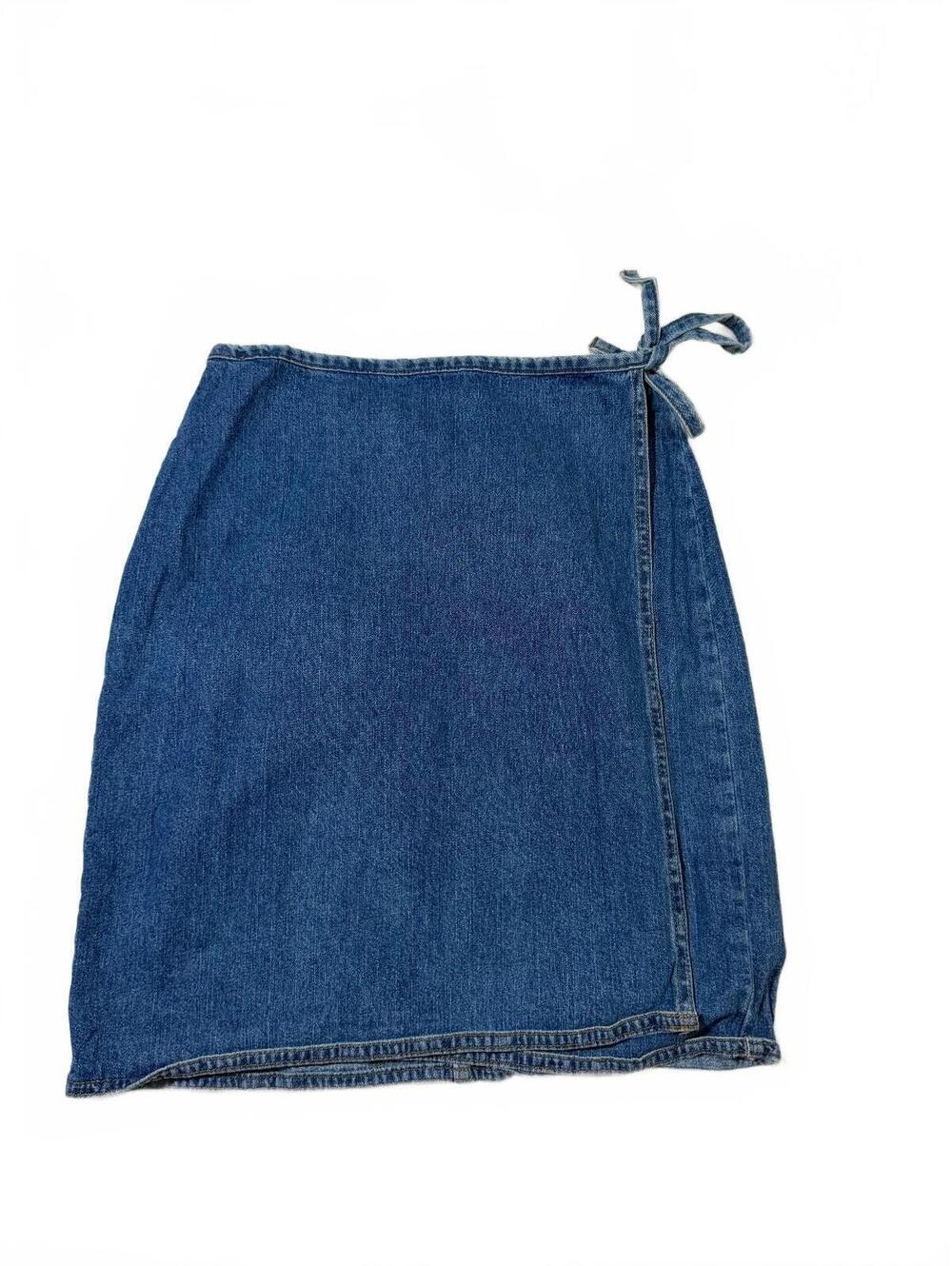 Vivaldi 90s Vintage Denim Wrap Short Skirt Size 10 Measures Modern 26"